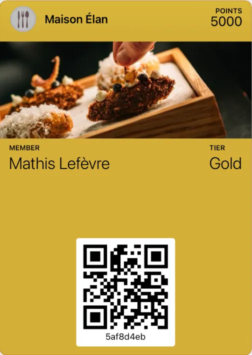 Example cashback point card